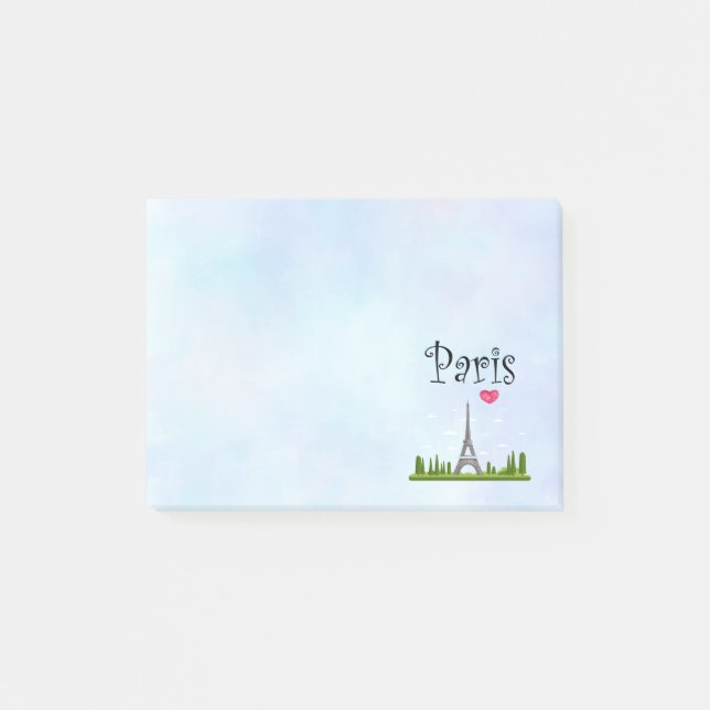Heart Paris with Eiffel Tower Post-it Notes (Front)
