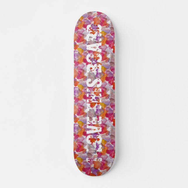 HEART Pattern ART 4 + your text Skateboard (Front)