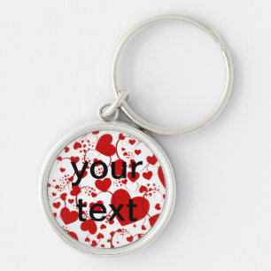 HEART Pattern ART 5 + your text Key Ring