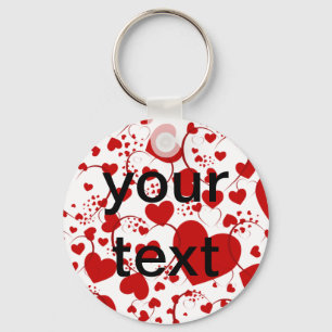 HEART Pattern ART 5 + your text Key Ring