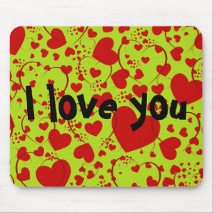 HEART Pattern ART 5 + your text lightgreen Mouse Pad
