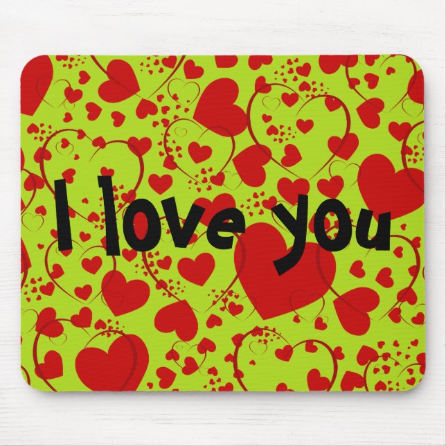 HEART Pattern ART 5 + your text | lightgreen Mouse Pad (Front)