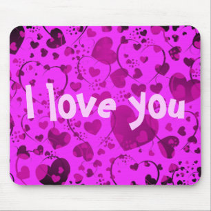 HEART Pattern ART 6 + your text   pink Mouse Pad