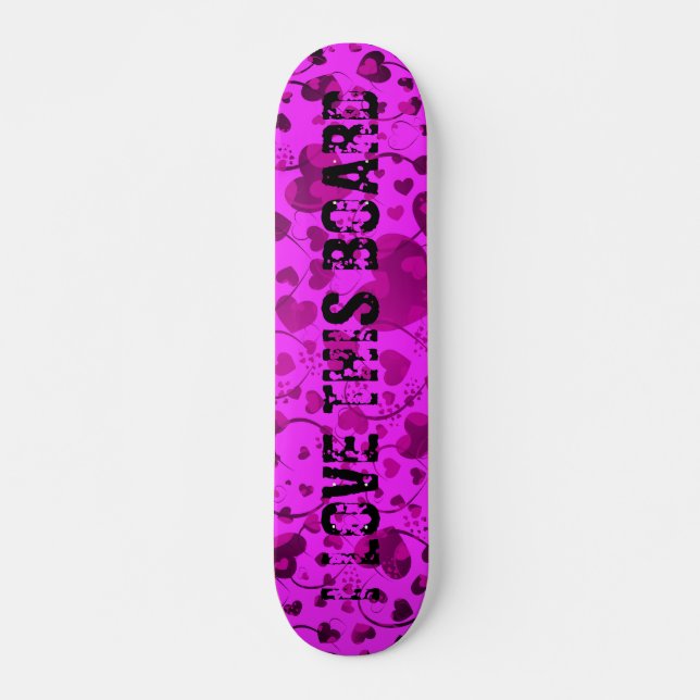HEART Pattern ART 6 + your text | pink Skateboard (Front)