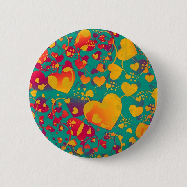 HEART pattern ART 9 6 Cm Round Badge (Front)