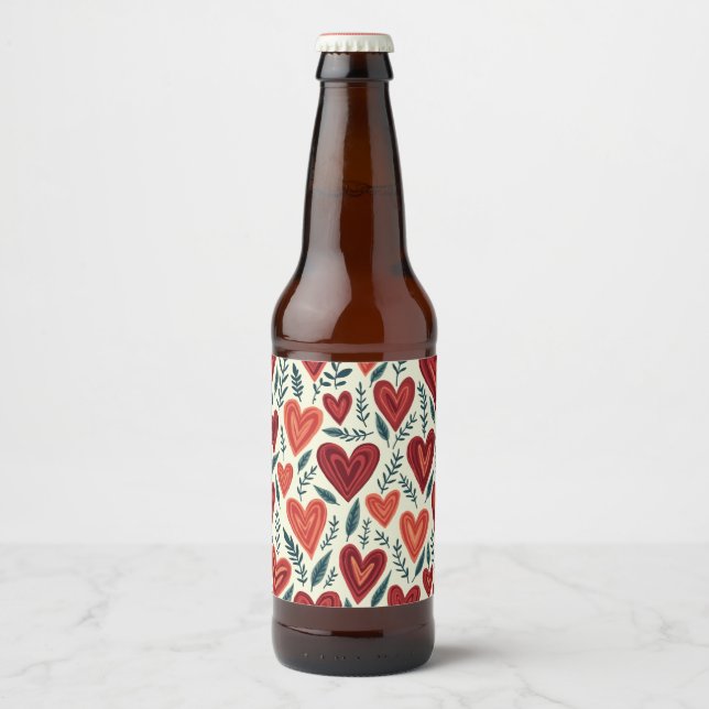 heart pattern beer bottle. beer bottle label (Front)