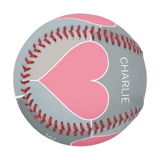 Heart Pattern custom monogram baseball (Back Right)