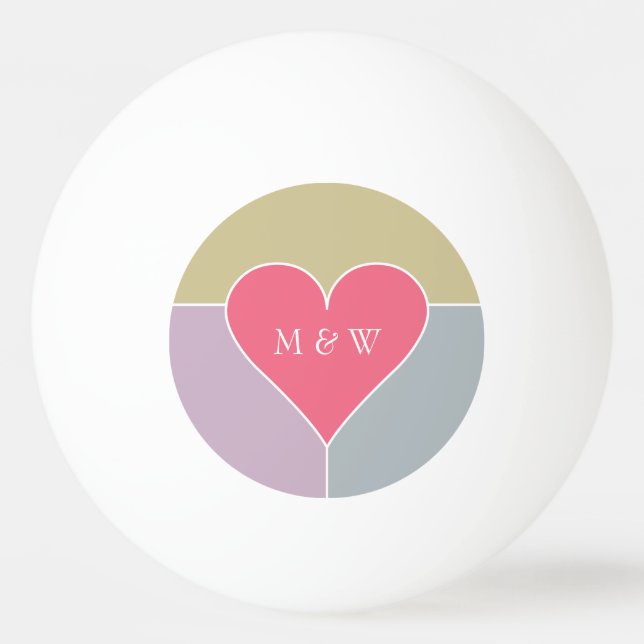 Heart Pattern custom monogram & date balls (Front)