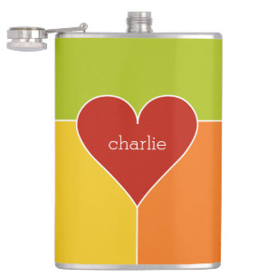 Heart Pattern custom monogram flask