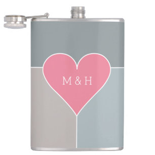 Heart Pattern custom monogram flask