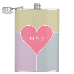 Heart Pattern custom monogram flask