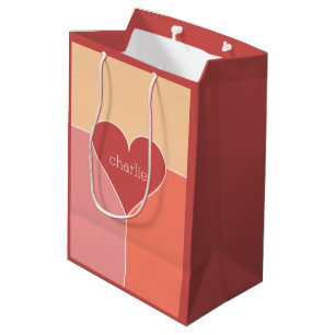 Heart Pattern custom monogram gift bags