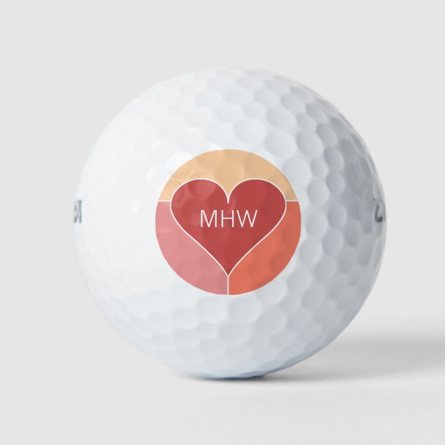 Heart Pattern custom monogram golf balls (Front)