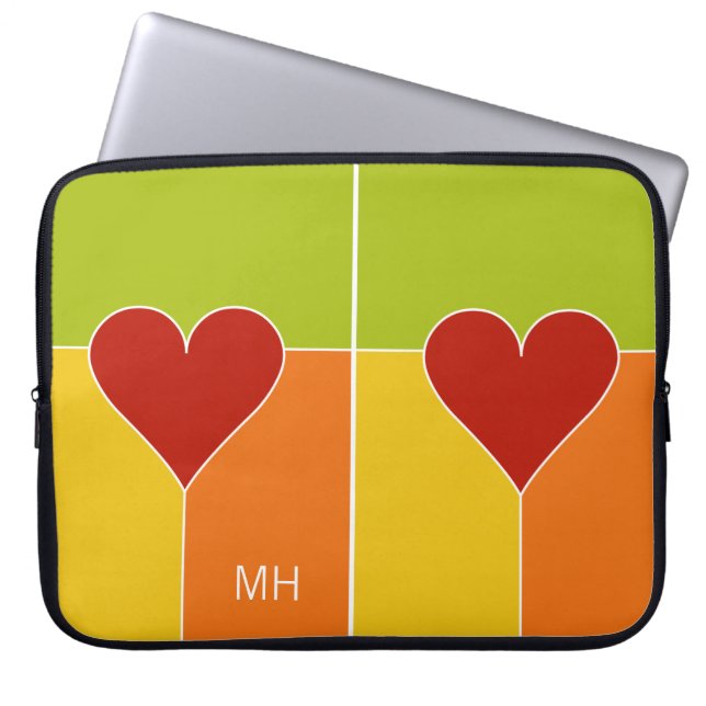 Heart Pattern custom monogram laptop sleeves (Front)