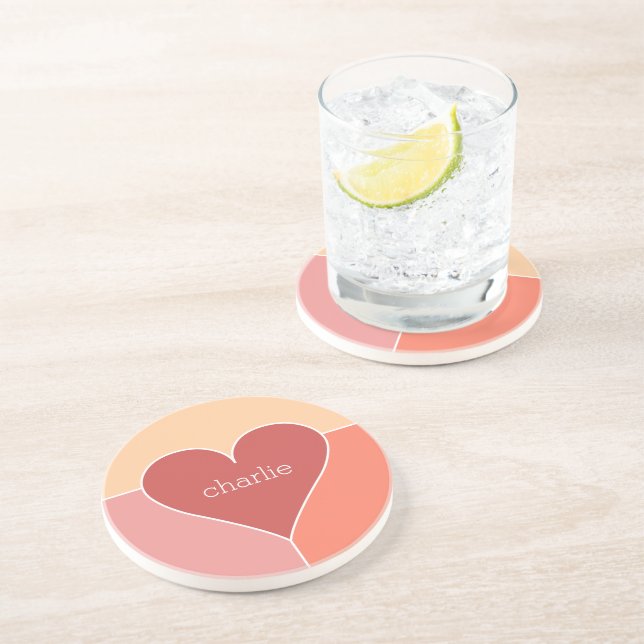 Heart Pattern custom monogram mugs Coaster (Side)