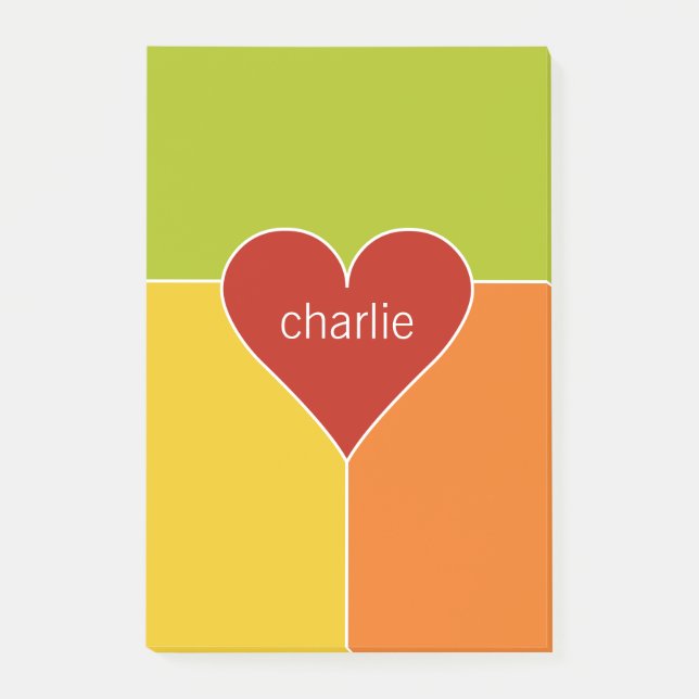 Heart Pattern custom monogram Post-It notes (Front)