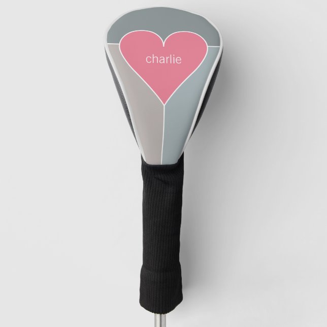 Heart Pattern custom monogram putter cover (Front)
