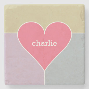 Heart Pattern custom monogram stone coasters
