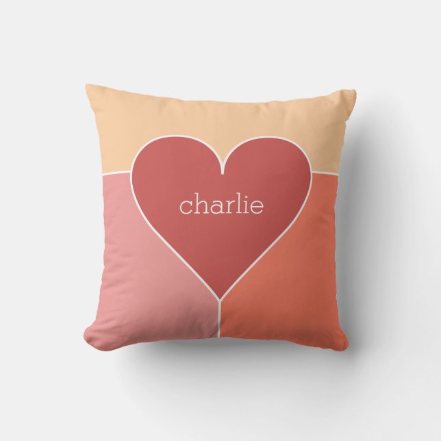 Heart Pattern custom monogram throw pillows (Front)