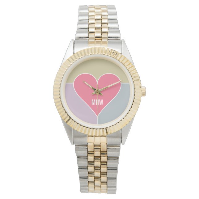 Heart Pattern custom monogram watches (Front)