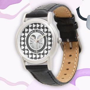 Heart Pattern Family Photo Mother`s Day Watch