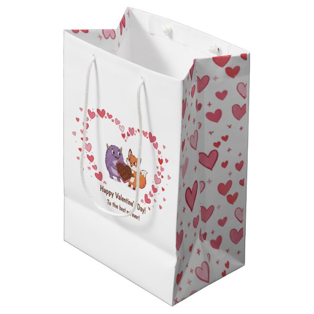 Heart pattern gift Bag (Front Angled)