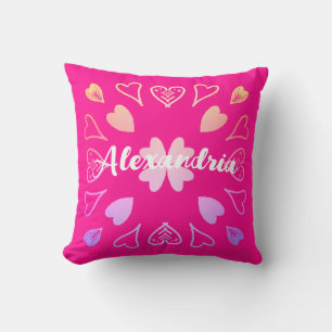 Heart Pattern Hot Pink Personalised Cushion