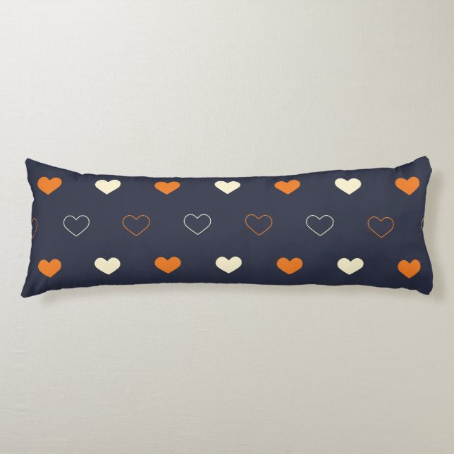 Heart Pattern in Orange and Cream Body Cushion (Front)