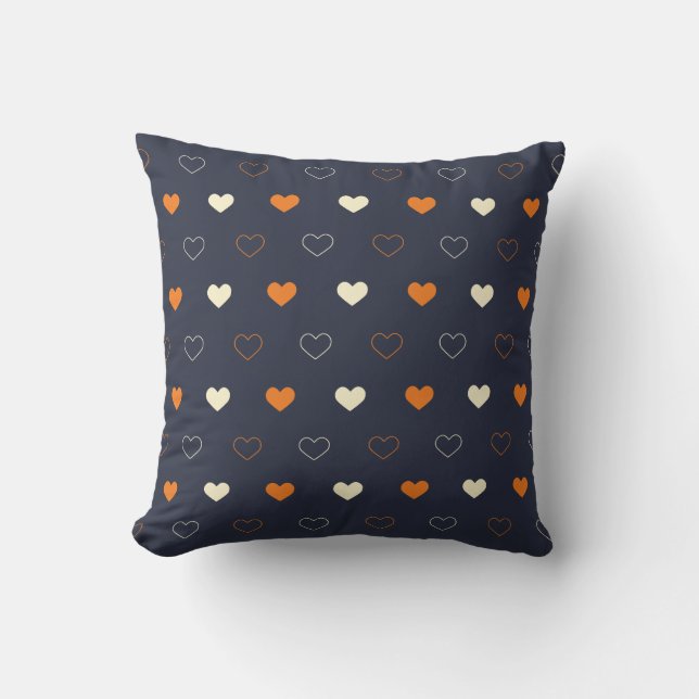 Heart Pattern in Orange and Cream Cushion (Front)
