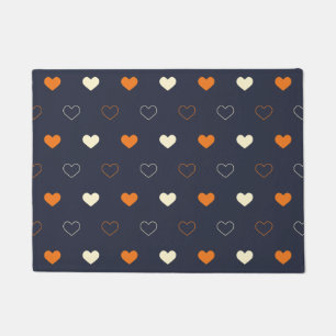 Heart Pattern in Orange and Cream Doormat