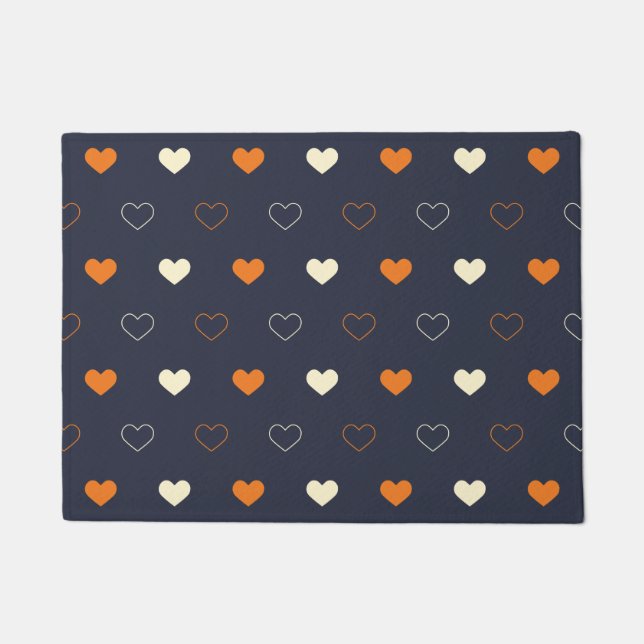 Heart Pattern in Orange and Cream Doormat (Front)