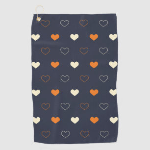 Heart Pattern in Orange and Cream Golf Towel