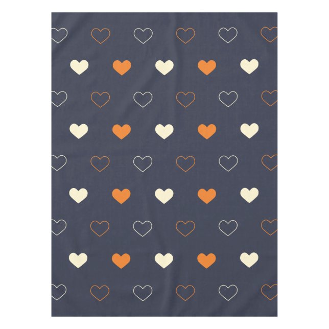 Heart Pattern in Orange and Cream Tablecloth (Front)