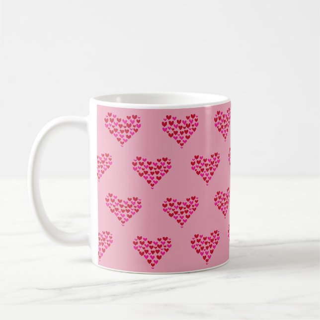Heart Pattern Love Pink Graphic Coffee Mug (Left)