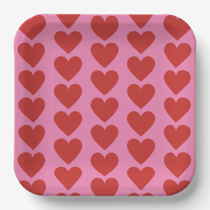 Heart Pattern Paper Plate