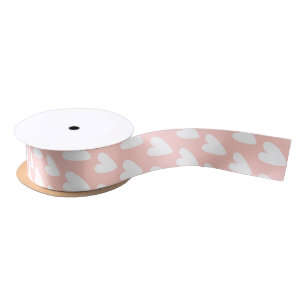 Heart Pattern Pink #FFCEC7 Satin Ribbon