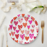 Heart Pattern Red Pink Paper Plate<br><div class="desc">Scandinavian style modern contemporary heart pattern in red,  pink and orange.  Bright and happy design,  perfect for Valentine's Day,  or everyday.  Original art by Nic Squirrell.</div>