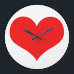 Heart Pattern Red White Cute Valentine's Day Gift Large Clock<br><div class="desc">Printed with cute red heart design on white background! Customise as you wish.</div>