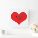 Heart Pattern Red White Cute Valentine's Day Gift Square Wall Clock<br><div class="desc">Printed with cute red heart design on white background! Customise as you wish.</div>