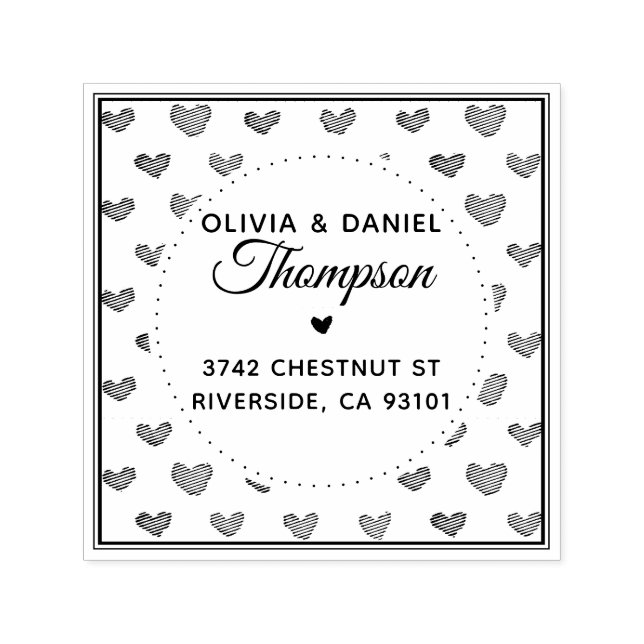 Heart Pattern Self Inking Return Address Stamp (Design)
