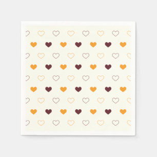 Heart Pattern with Orange & Brown Hearts Napkin