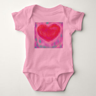 Heart pattern with pink blue around the edges baby bodysuit