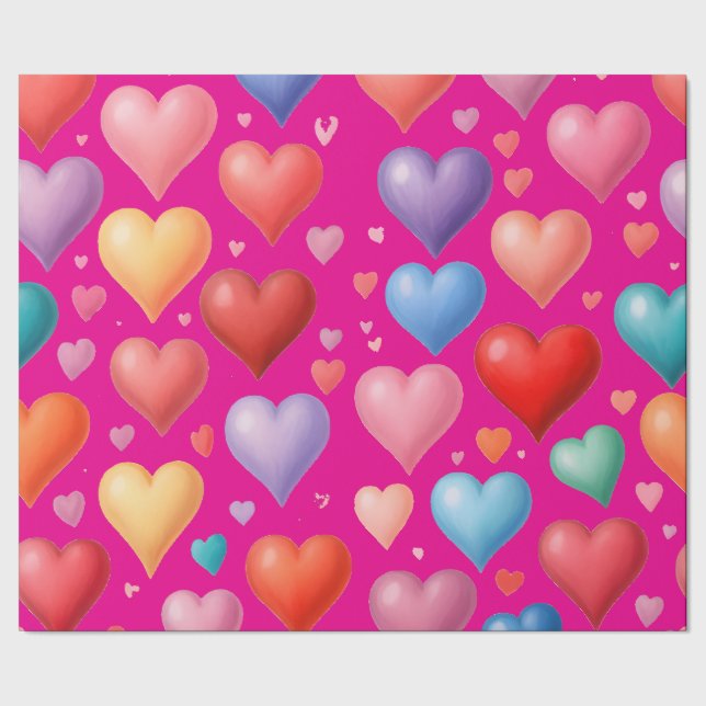 Heart-Patterned Perfect for Gifts, Valentine's Day Wrapping Paper (Seam)