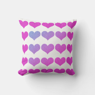 Heart Patterns Pink Purple Glitter Ombre Pretty Cushion