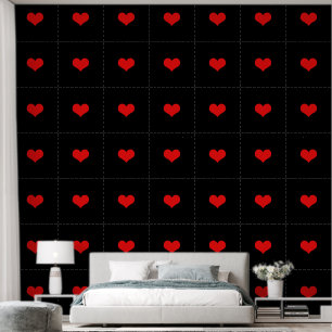 Heart Patterns Red Black Custom Colour Cute Lovely Wallpaper