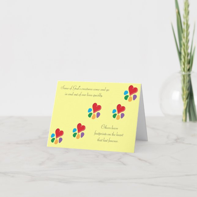 Heart-Paw_"Footprints on the Heart" pet sympathy Card (Front)