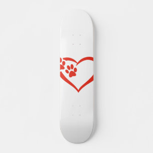 Heart paw in red - Choose background color Skateboard