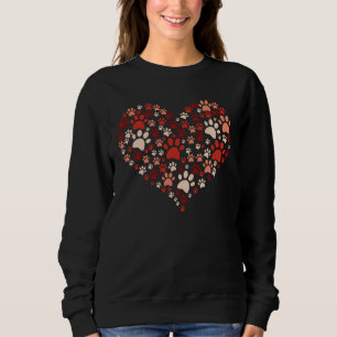 Heart Paw Print Dog & Cat Cat Mom & Dog Mom valent Sweatshirt