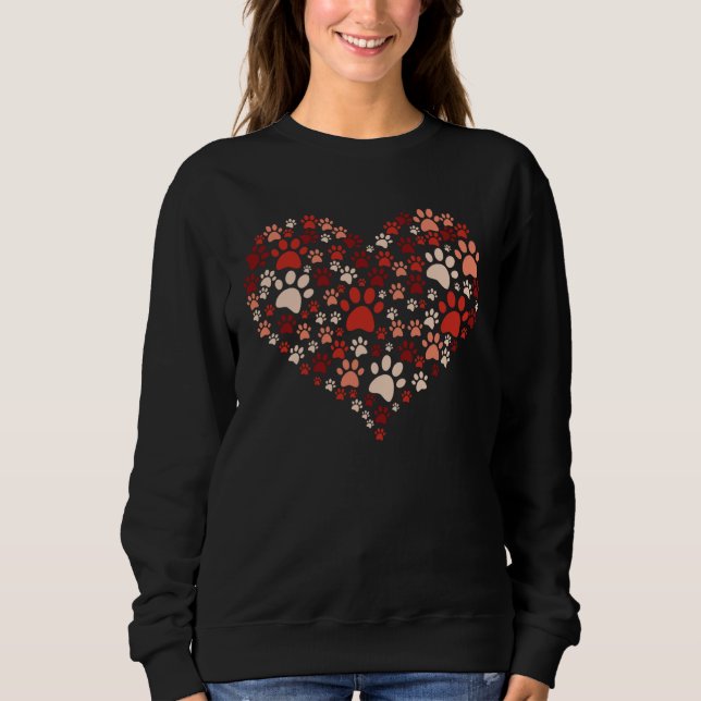 Heart Paw Print Dog & Cat Cat Mom & Dog Mom valent Sweatshirt (Front)
