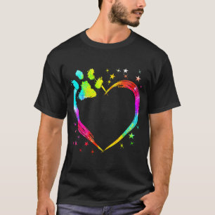 Heart Paw Print Dog & Cat Tie Dye Cute Dog Owners T-Shirt
